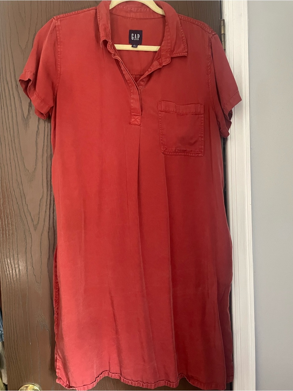 GAP Women’s Short-Sleeve Shirt Dress in Red
